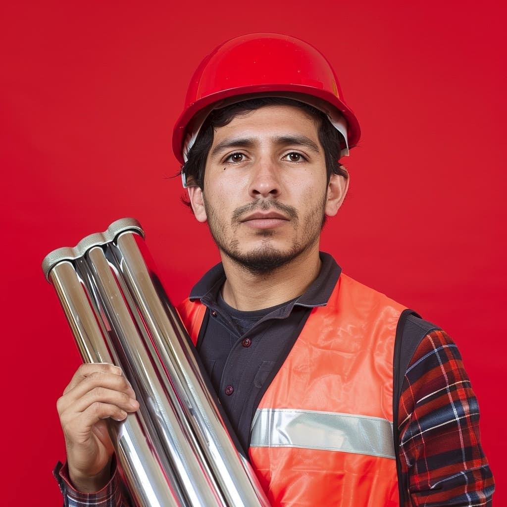 Trabajador de MMTubería en un almacén de Tubería con Costura.
