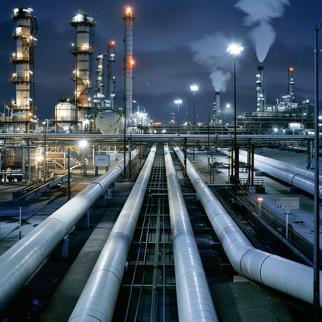 Instalaciones de una refineria donde se utilizan Tubería con Costura.